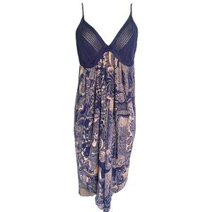 Jean Paul Gaultier Maille Femme Dress Crochet Tattoo Dress Size L Blue White JPG